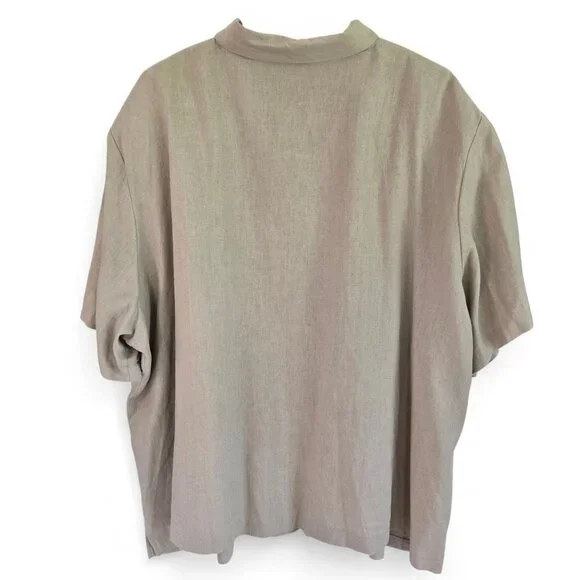 Anna Maxwell Womens Tan 2-Piece Twin Set Shirt & Tank Top Linen Blend 5X - Picture 5 of 16